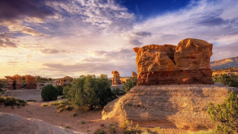 Red Rock Formations — Orange, Dramatic, Sunset, Photograph, Rock Formations