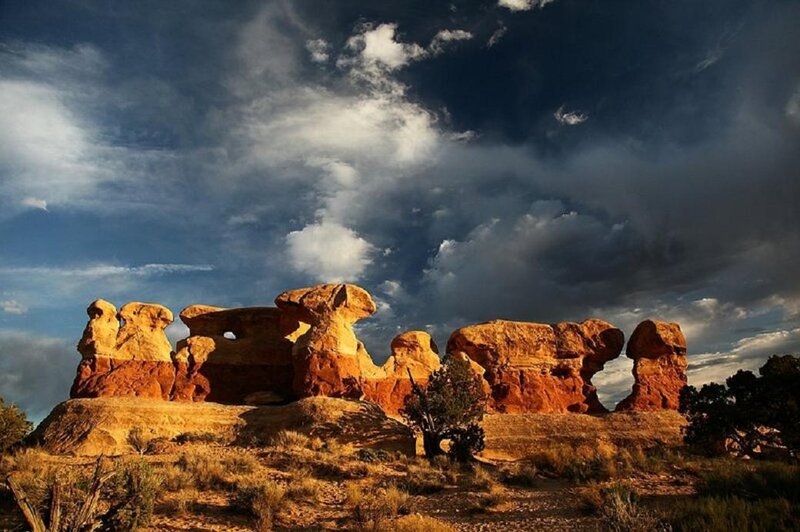 Red Rock Formations — Orange, Dramatic, Sunset, Photograph, Sky