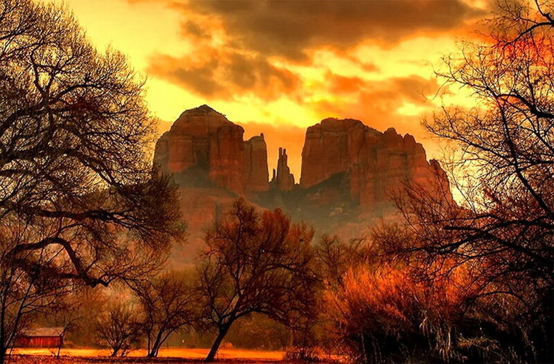 Red Rock Formations — Orange, Dramatic