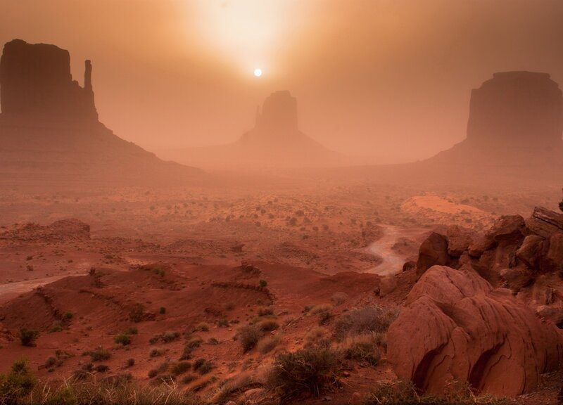 Red Rock Formations — Orange, Hazy