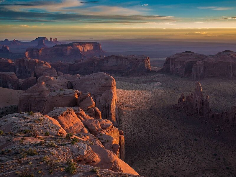 Red Rock Formations — Orange, Serene, Sunset, Photograph, Desert, Sky