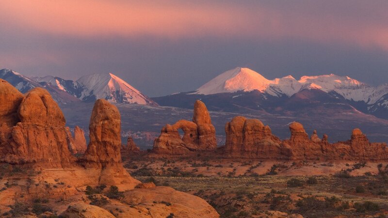 Red Rock Formations — Orange, Serene, Sunset, Photograph, Mountains