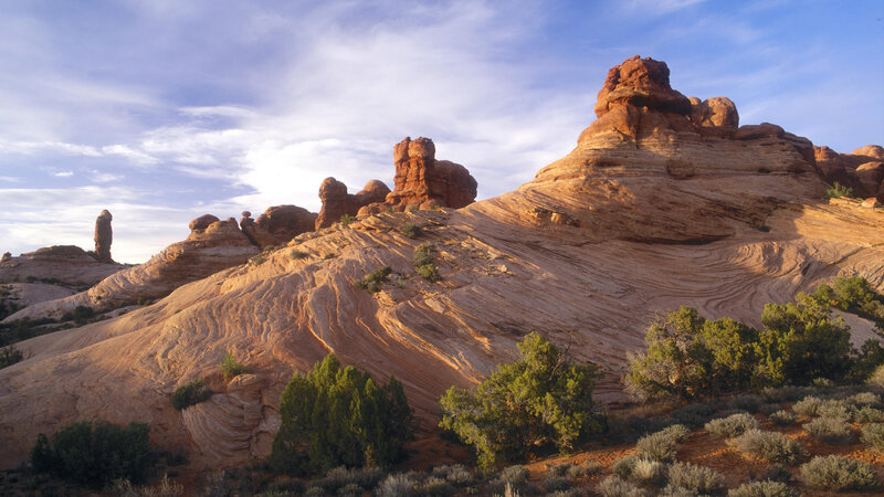 Red Rock Formations — Orange, Serene, Sunset, Photograph, Sandstone