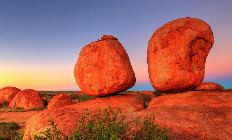 Red Rock Formations — Orange, Serene, Sunset, Photograph, Sky