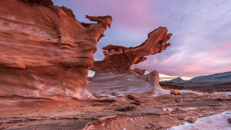 Red Rock Formations — Pink, Dramatic, Sunset, Photograph, Sky