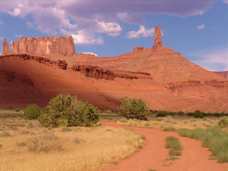 Red Rock Formations — Serene, Afternoon, Photograph, Dirt Path