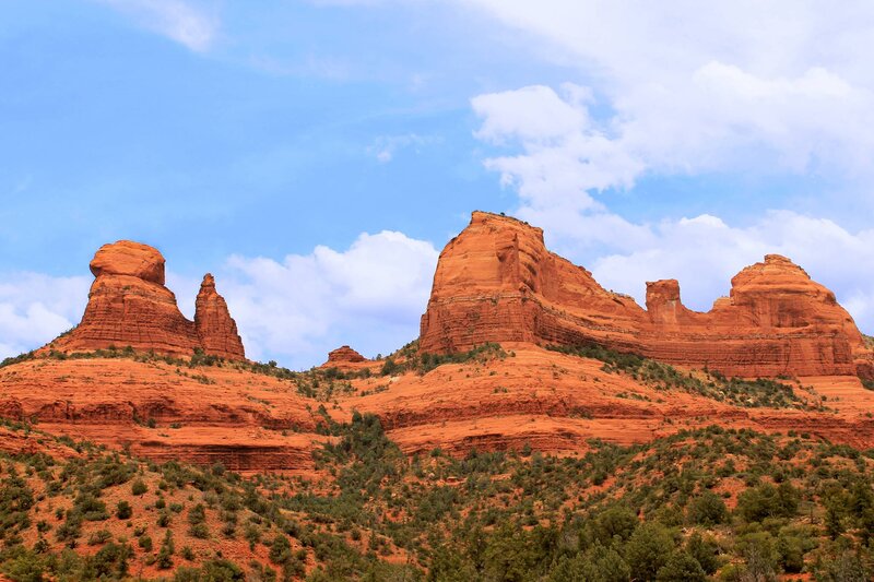 Red Rock Formations — Serene, Afternoon, Photograph, Sky