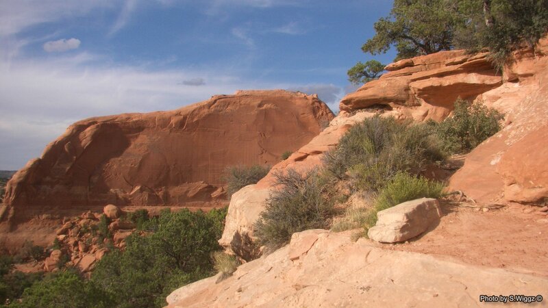 Red Rock Formations — Serene, Afternoon, Photograph, Trees, Bushes