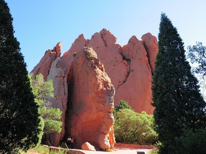 Red Rock Formations — Serene, Afternoon, Photograph, Trees, People