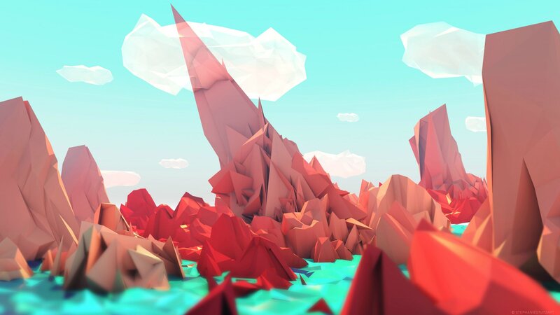 Red Rock Formations — Serene, Digital Art