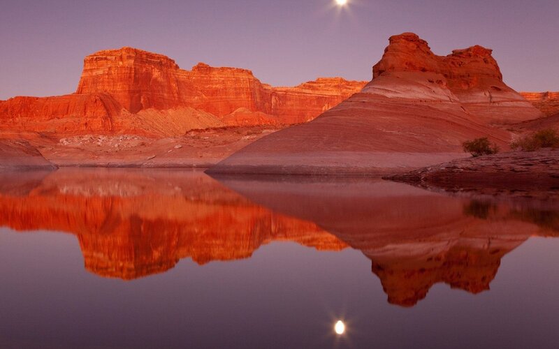 Red Rock Formations — Serene, Night
