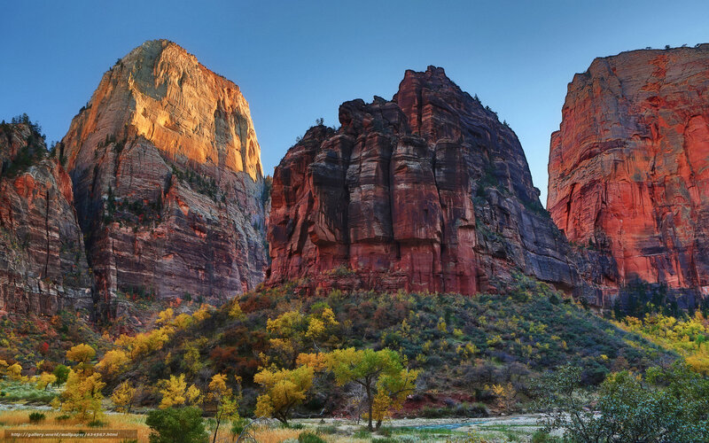 Red Rock Formations — Serene, Sunset, Photograph, Mountains, Trees