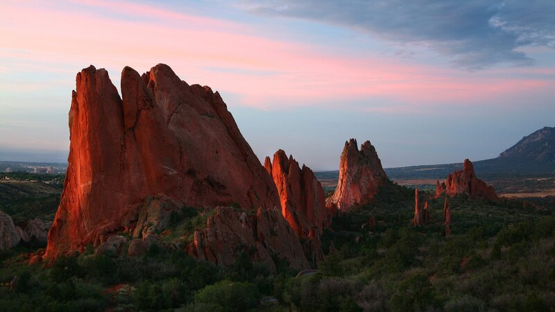 Red Rock Formations — Serene, Sunset, Photograph, Sky