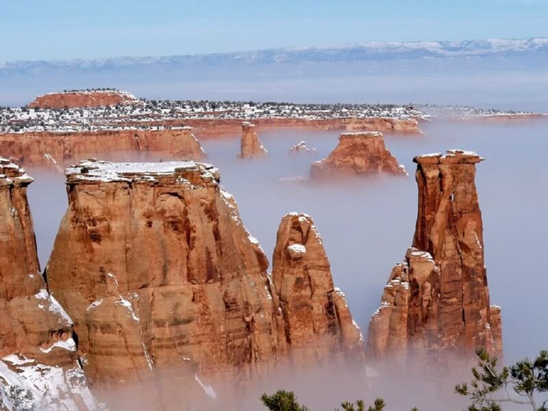 Red Rock Formations — Serene, Winter, Photograph