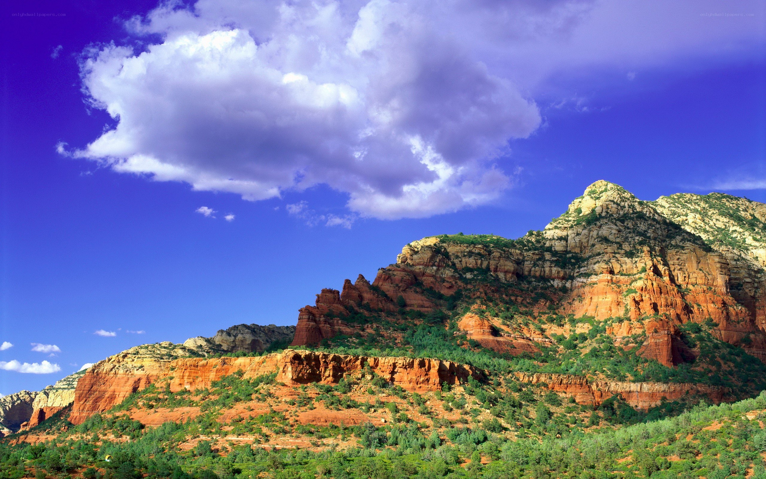 Red rock formations under blue sky