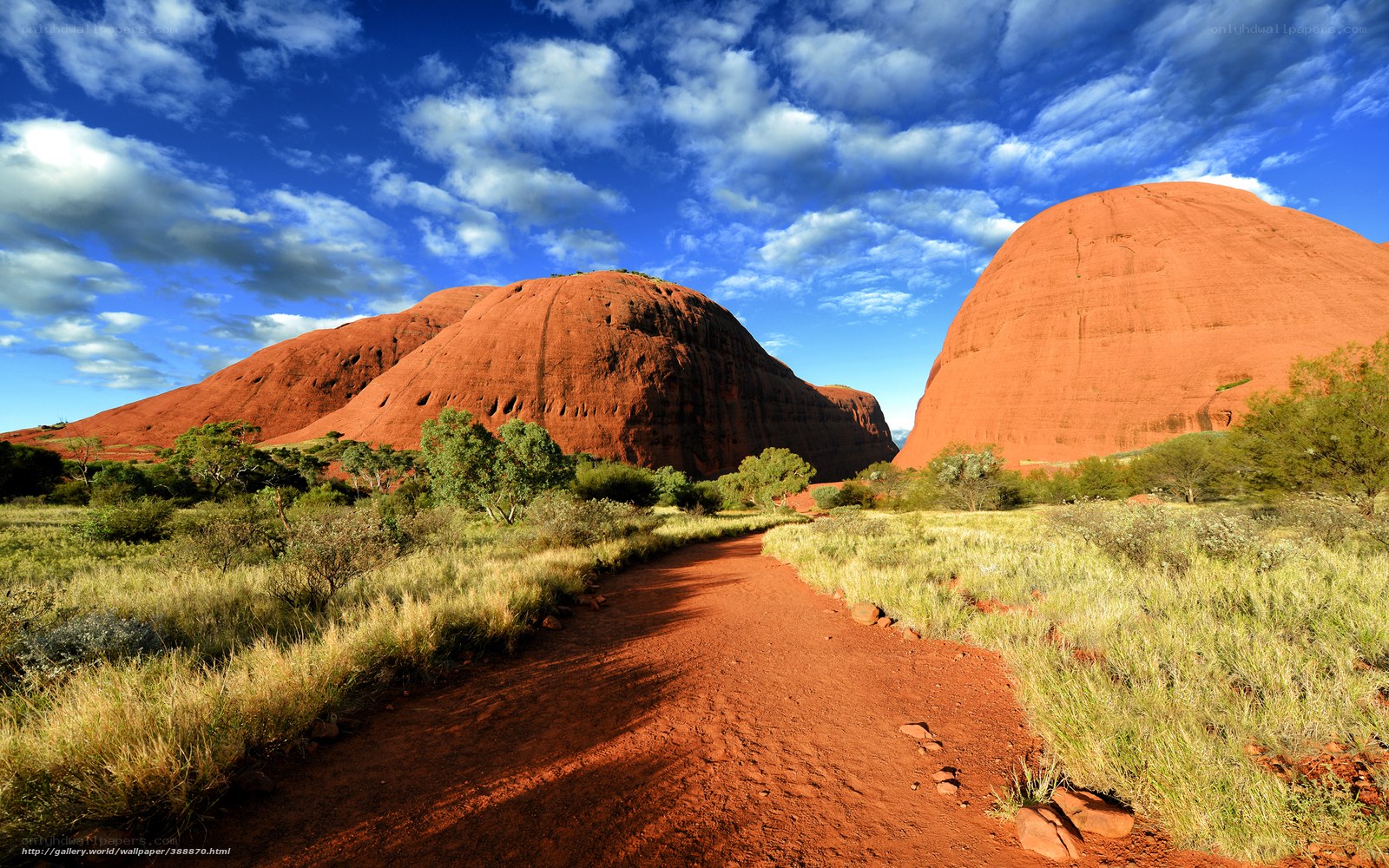 Red rock formations under blue sky