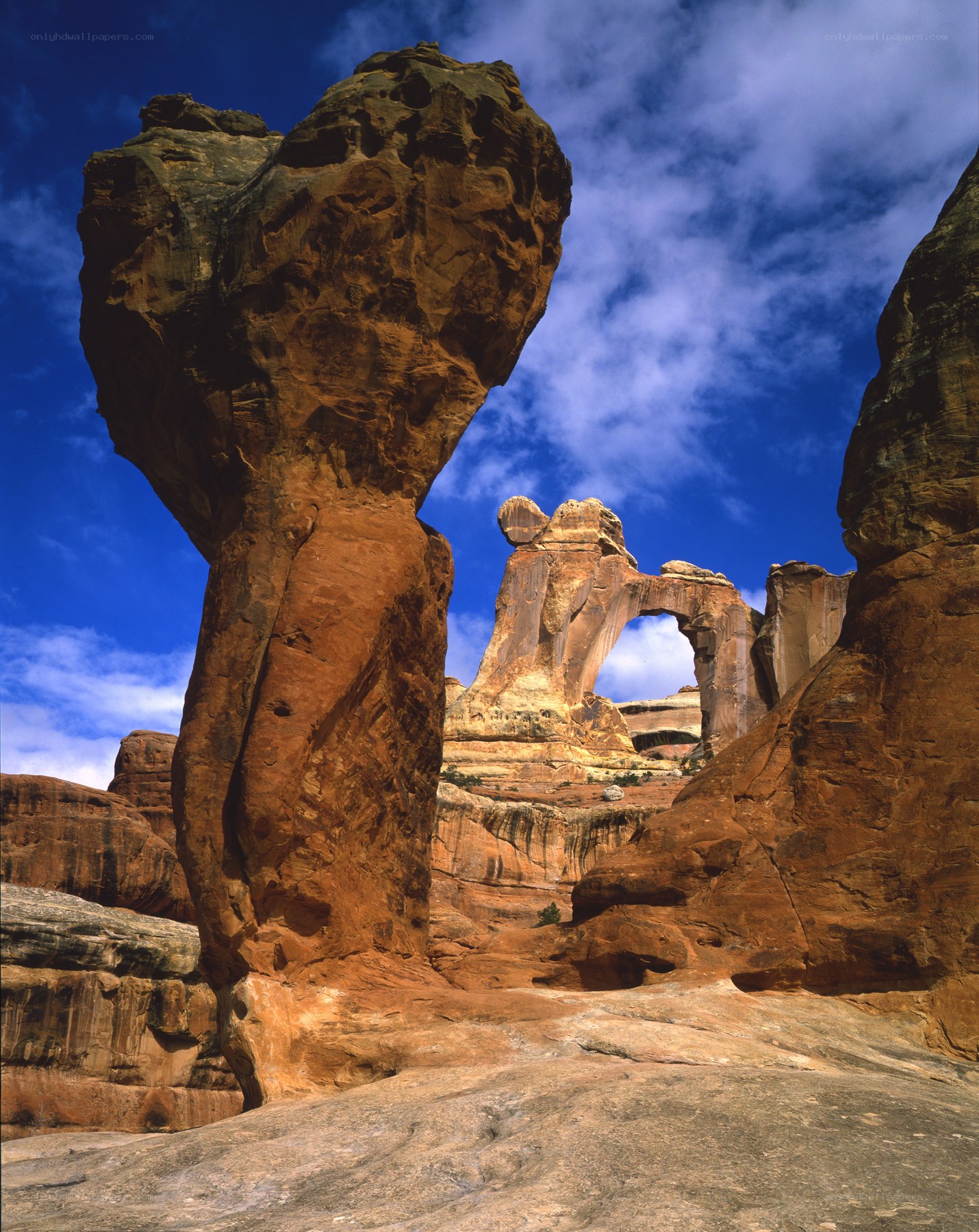 Red rock formations under blue sky