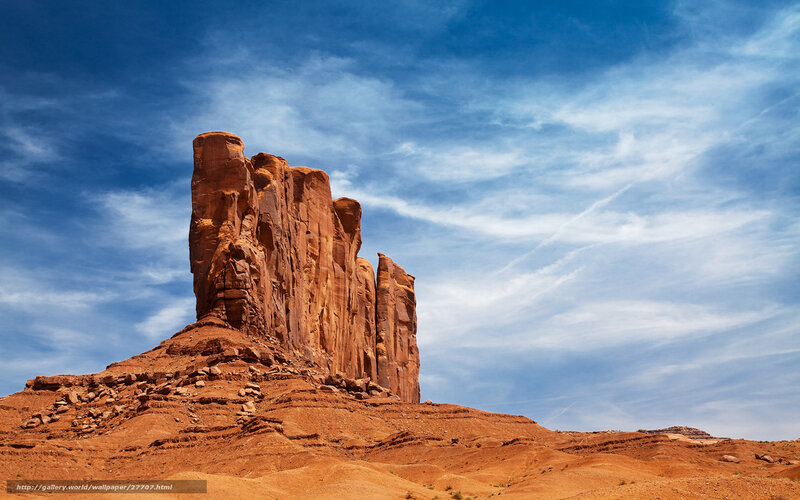 Red rock formations under blue sky