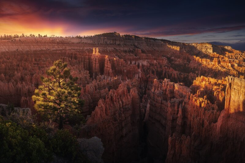 Red Rock Hoodoos at Sunset — Orange, Dramatic