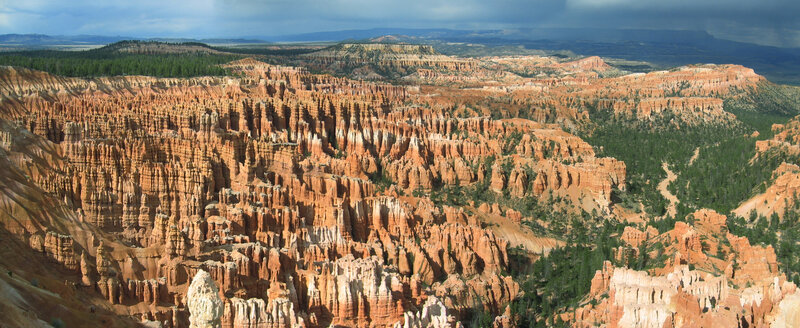 Red Rock Hoodoos — Orange, Dramatic, Afternoon, Photograph, Canyon, Trees, Mountains, Sky