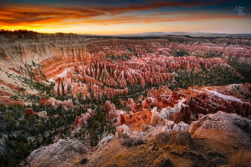 Red Rock Hoodoos — Orange, Dramatic, Sunset, Photograph, Canyon, Trees