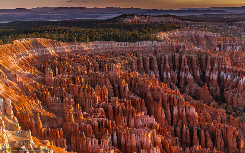 Red Rock Hoodoos — Orange, Dramatic, Sunset, Photograph, Forest, Mountains
