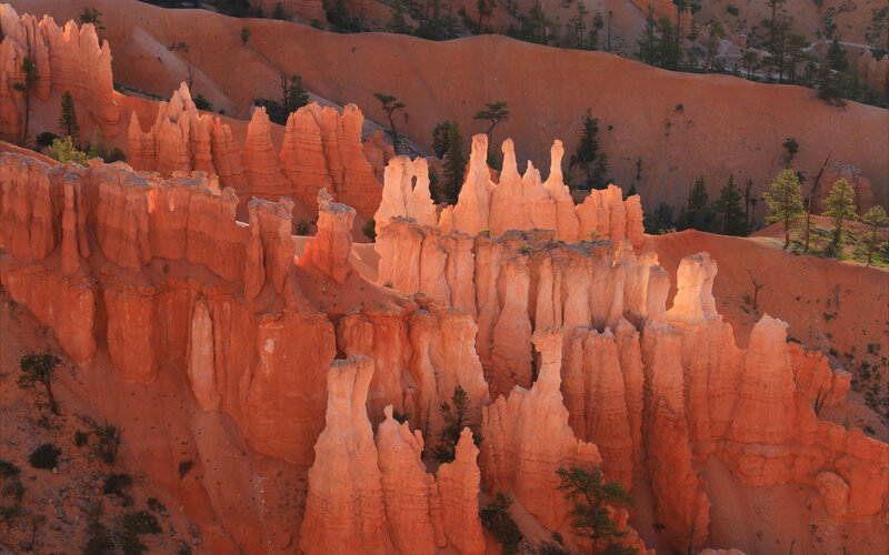 Red Rock Hoodoos — Orange, Dramatic, Sunset, Photograph, Trees