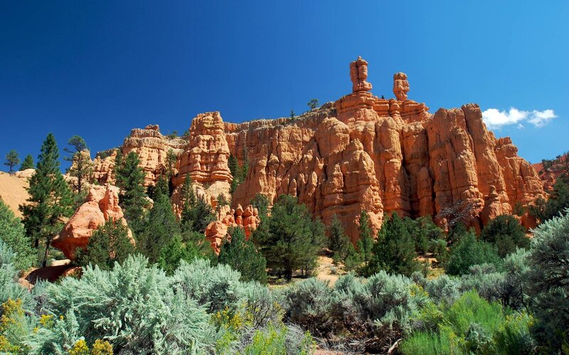 Red Rock Hoodoos — Orange, Serene, Afternoon, Photograph, Trees