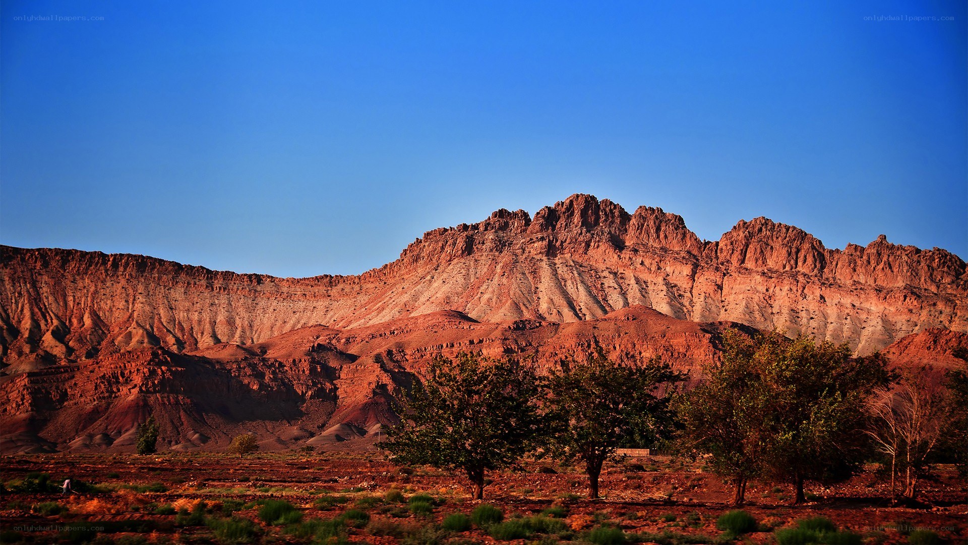 Red rock mountains at sunset