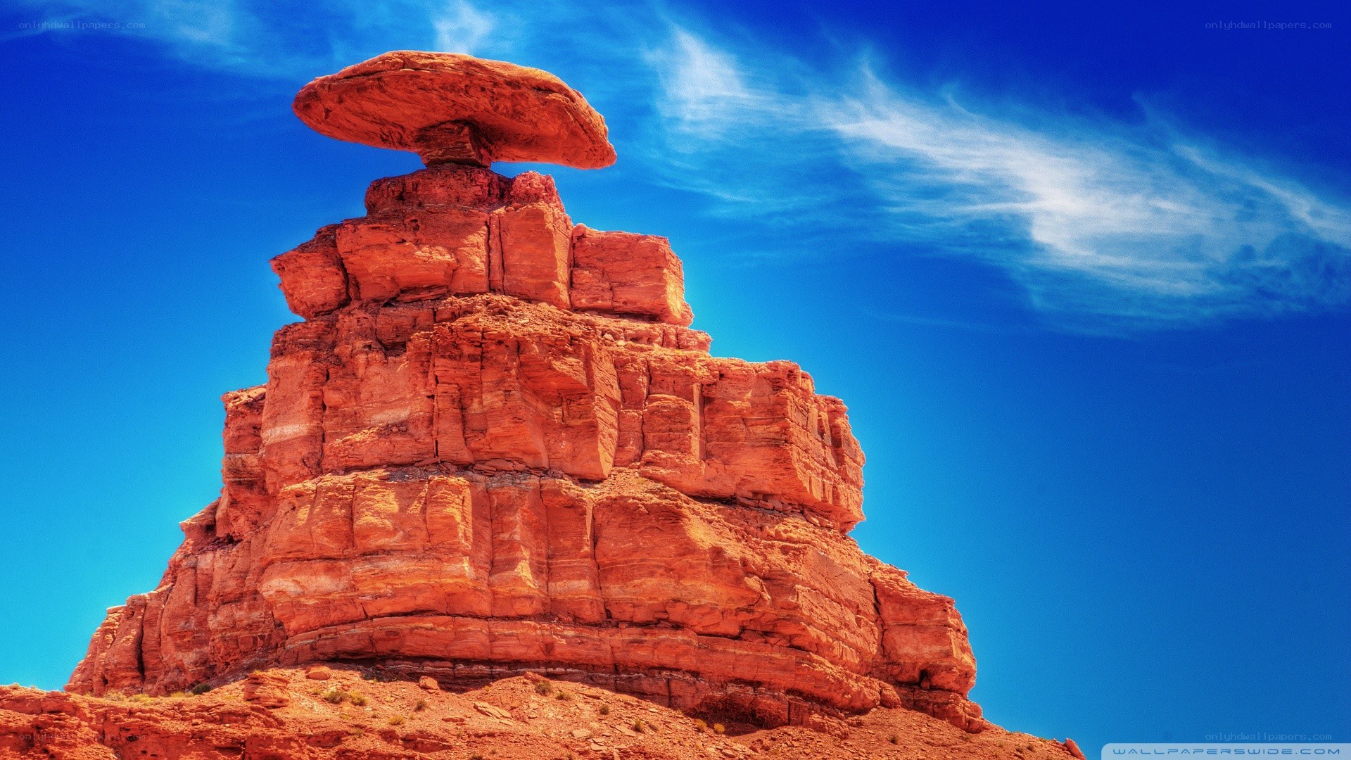Red rock mushroom formation
