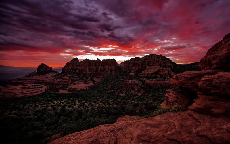 Red rock sunset landscape