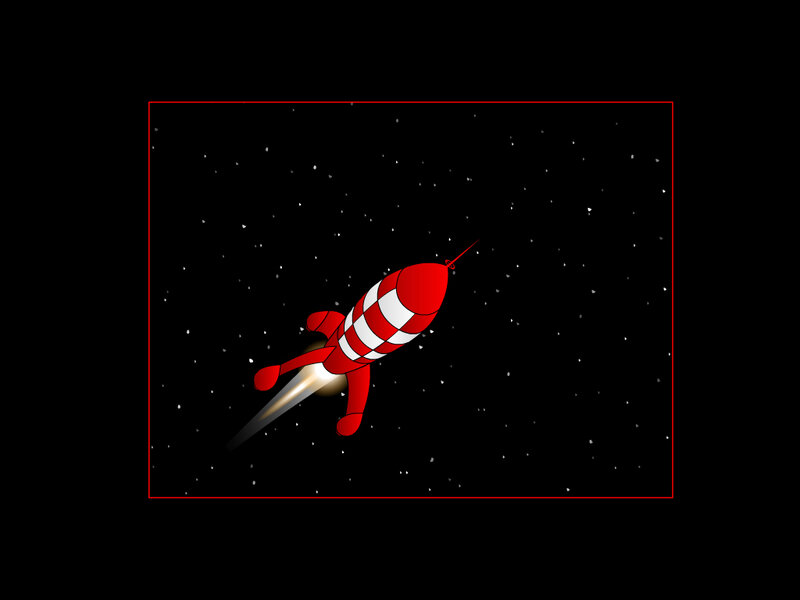 red rocket in space