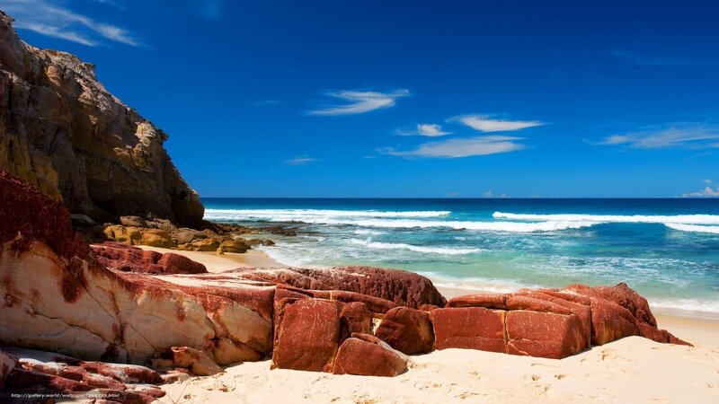 Red rocks beach landscape