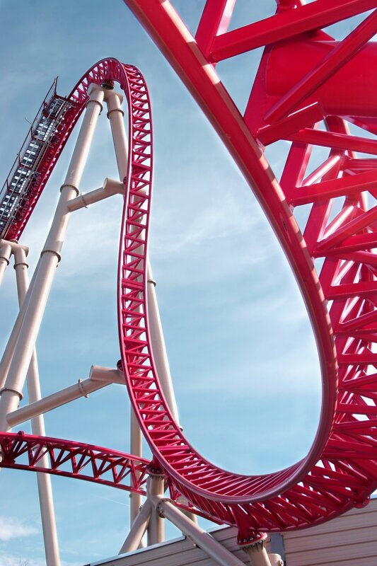 Red roller coaster loop