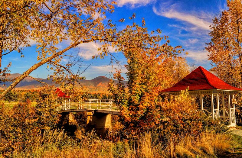 Red-roofed Gazebo in Autumn
