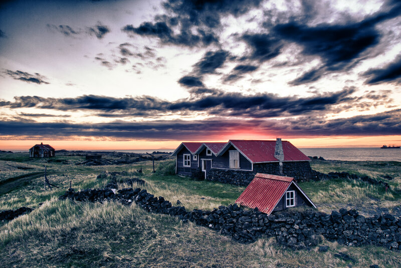 Red-roofed Houses on Coast
