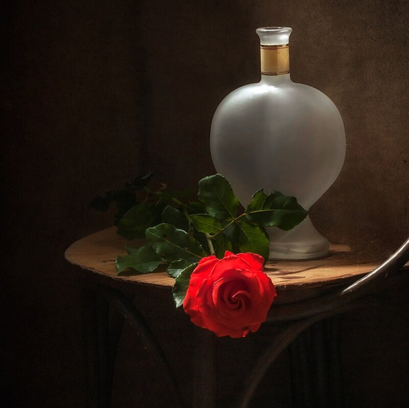 Red Rose and Bottle