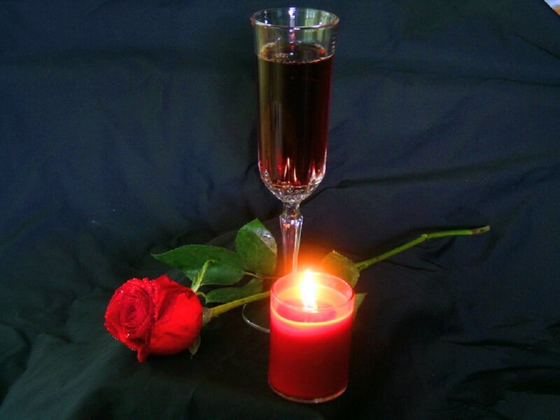 Red Rose and Candle — Black, Romantic