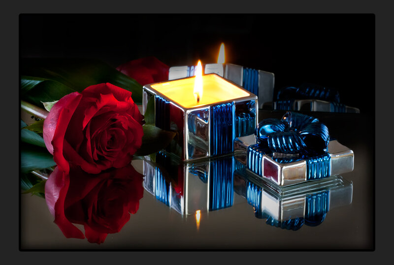 Red Rose and Candle — Dramatic