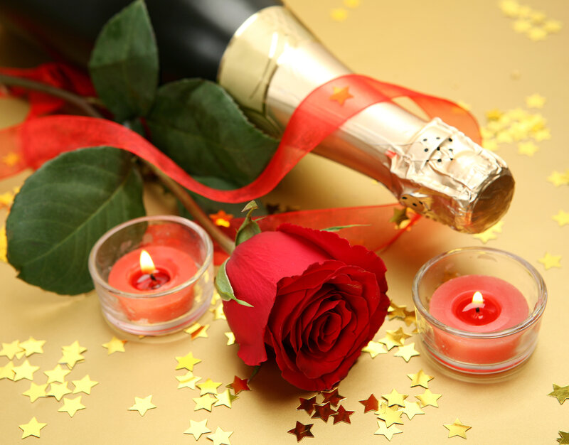 Red Rose and Champagne — Celebratory