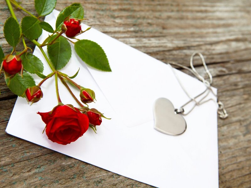 Red Rose and Heart Pendant