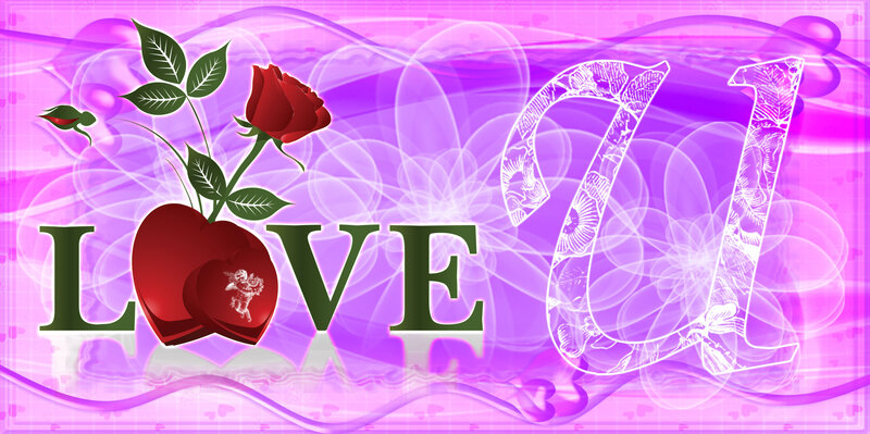 Red Rose and Heart — Purple