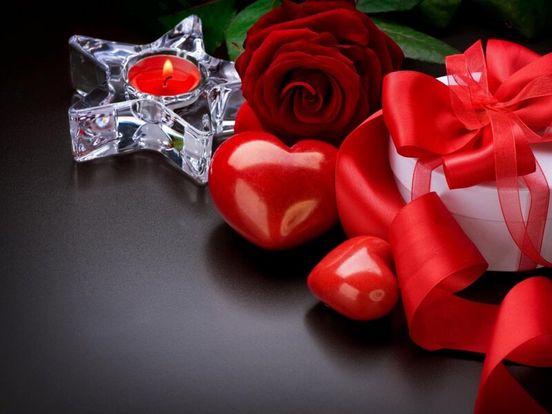 Red Rose and Heart — Romantic, Night