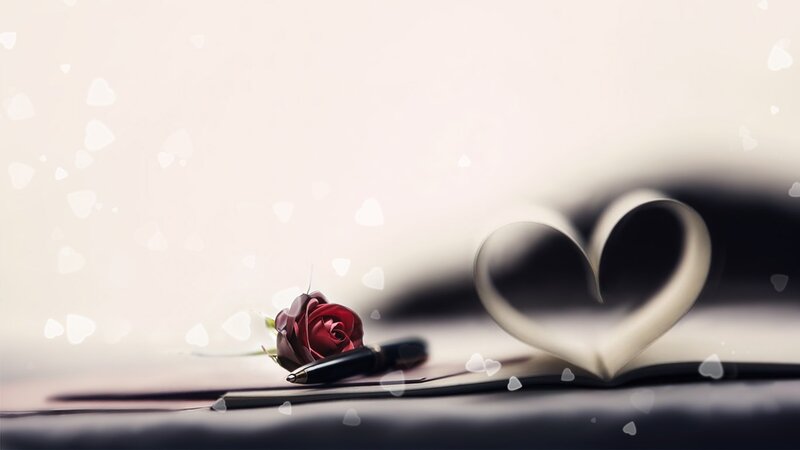 Red Rose and Heart-shaped Book