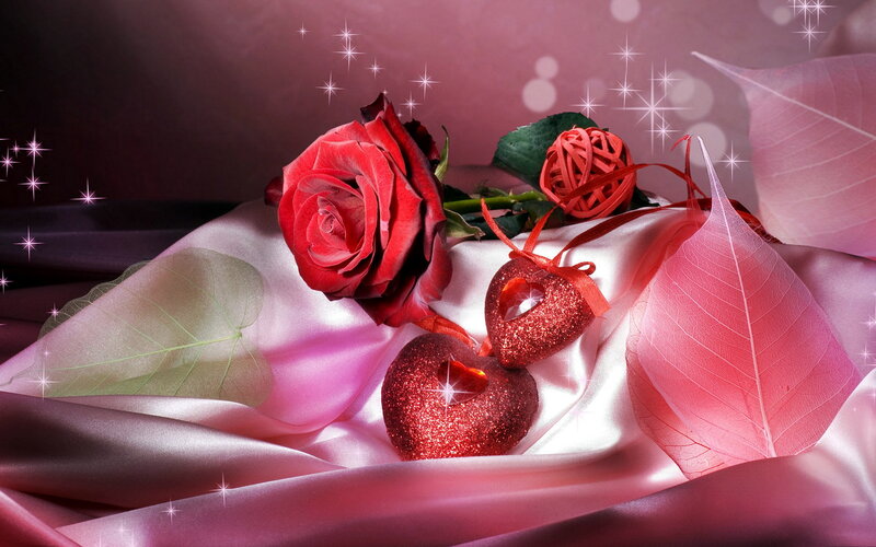 Red Rose and Hearts — Romantic, Digital Art