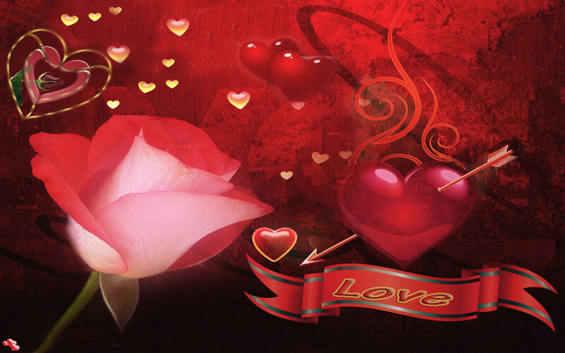 Red Rose and Hearts