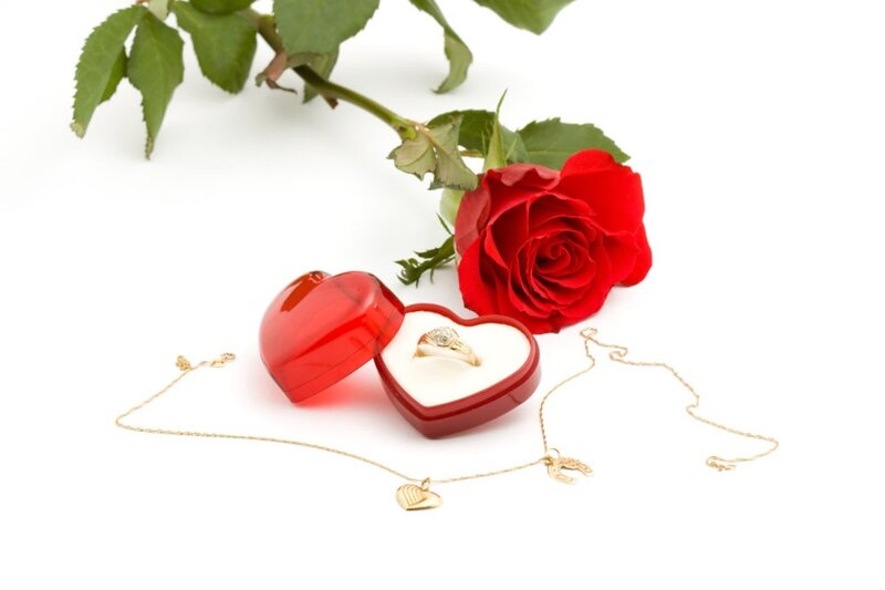 Red Rose and Jewelry — Romantic, Photograph, Ring