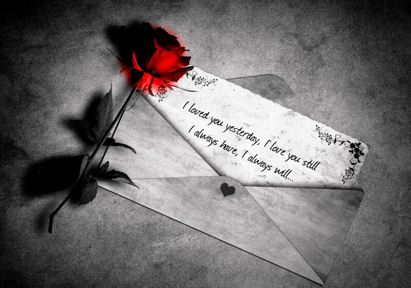 Red Rose and Letter — Black