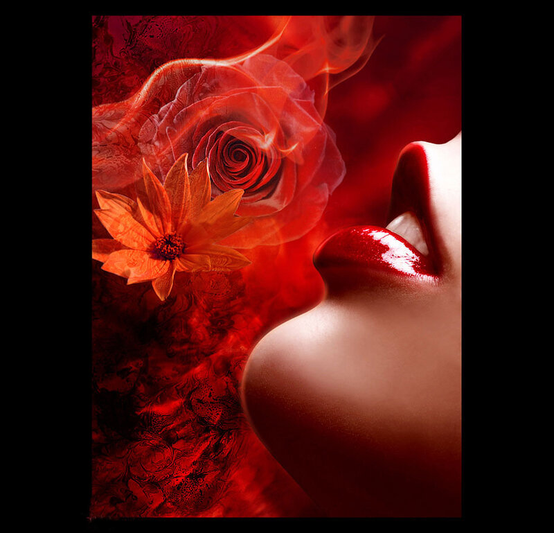 Red rose and lips art