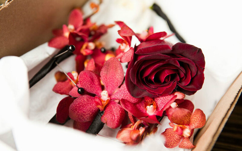 Red Rose and Orchid Boutonniere — Elegant